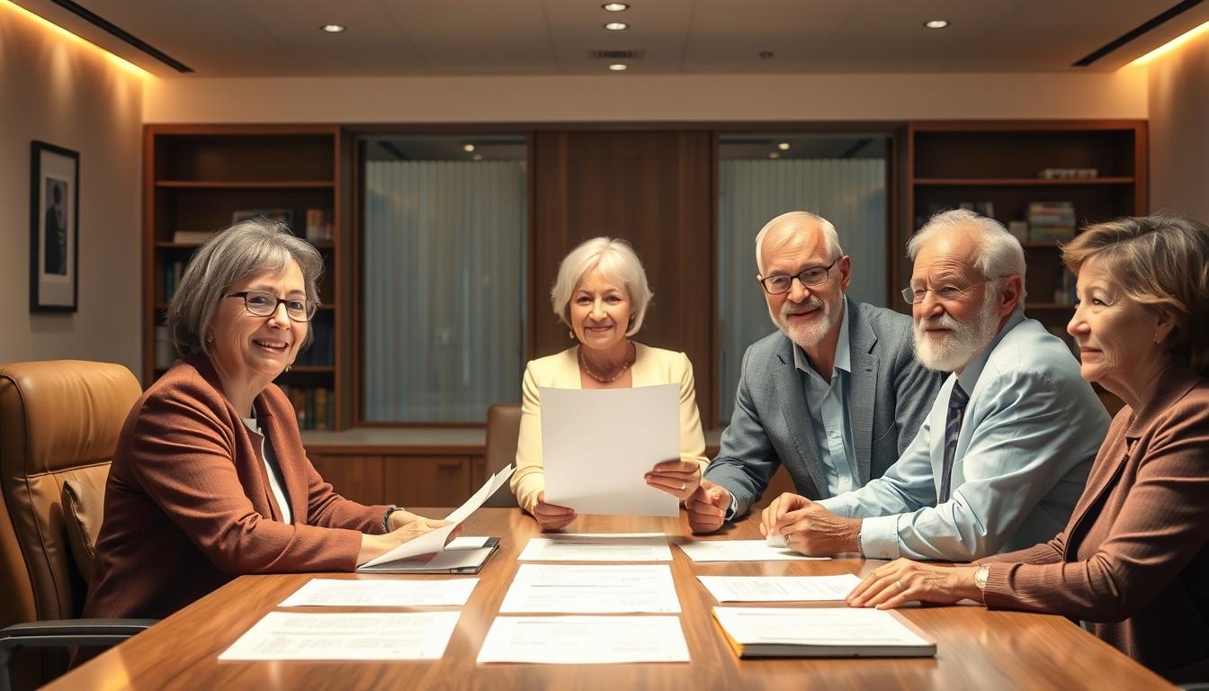 Family reviewing legal documents